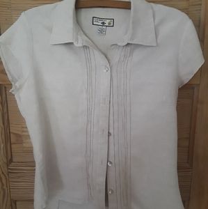 Caribbean Joe Button Up Cap Sleeve Top